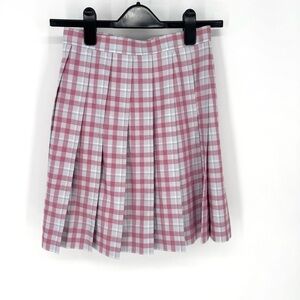 Pink Plaid Pleated Skirt